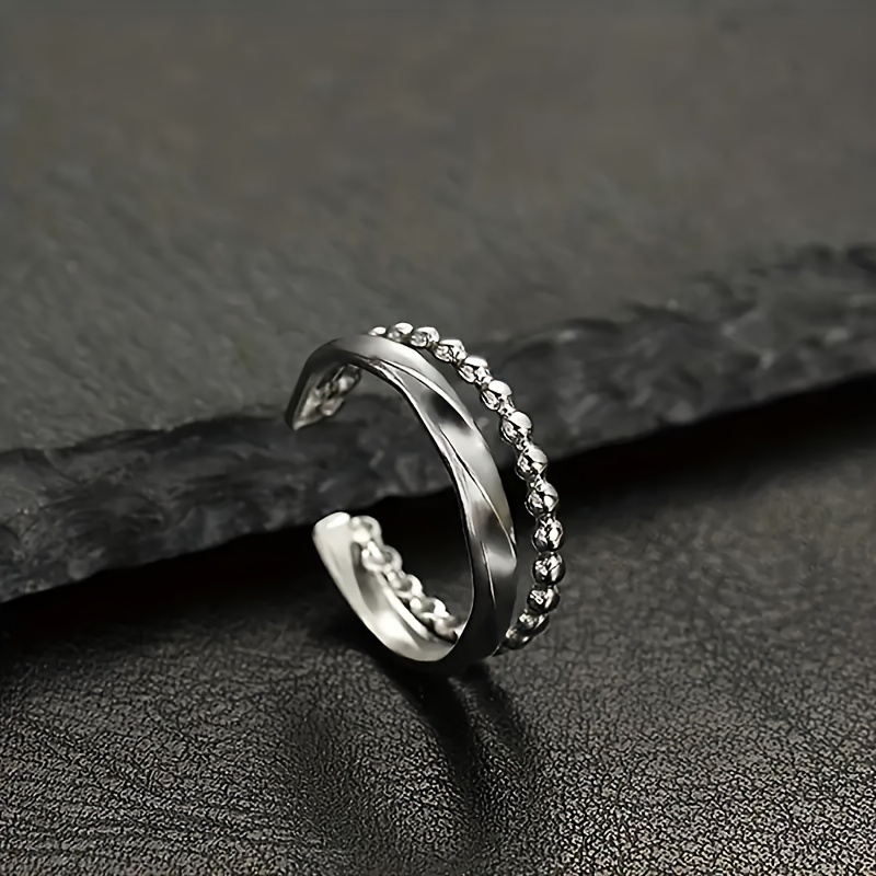 Adjustable Geometric Rings Stainless Steel Set Open Ring Hollow Pattern