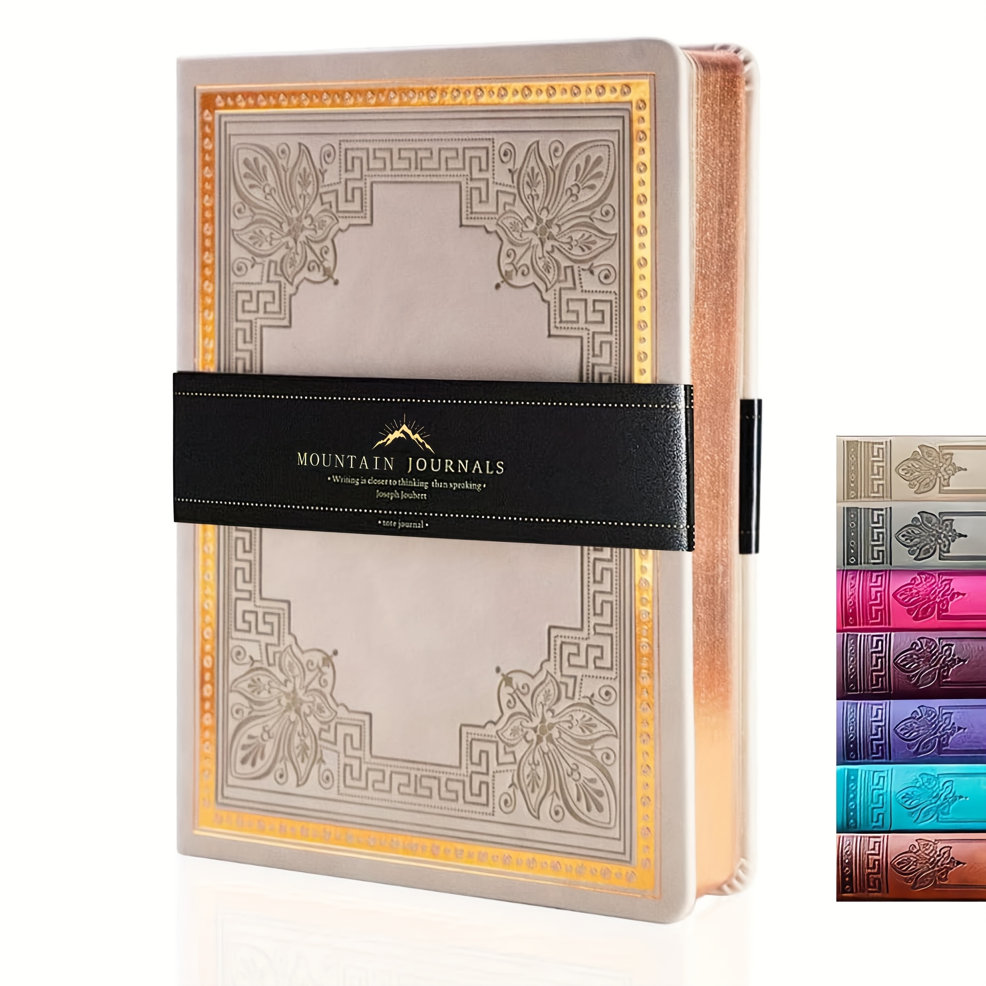 E-shop Gelbes Tagebuch mit 256 Seiten Universitäts-Horizontalgitter-Notizbuch, dickes Papier mit goldenem Rand von 100 g/m², Kunstleder Vintage