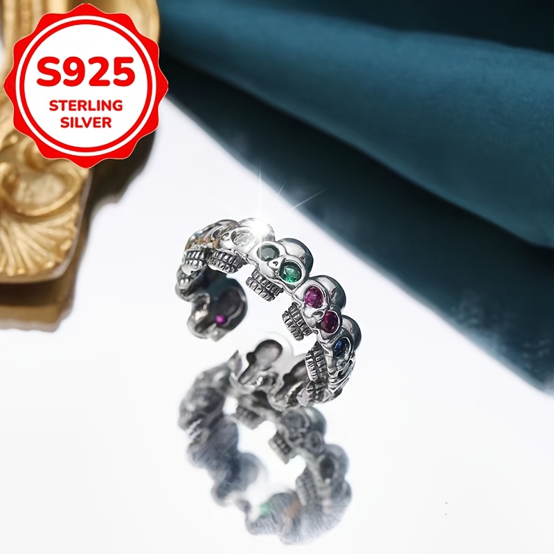Women's S925 Silvery Vintage Skull Ring