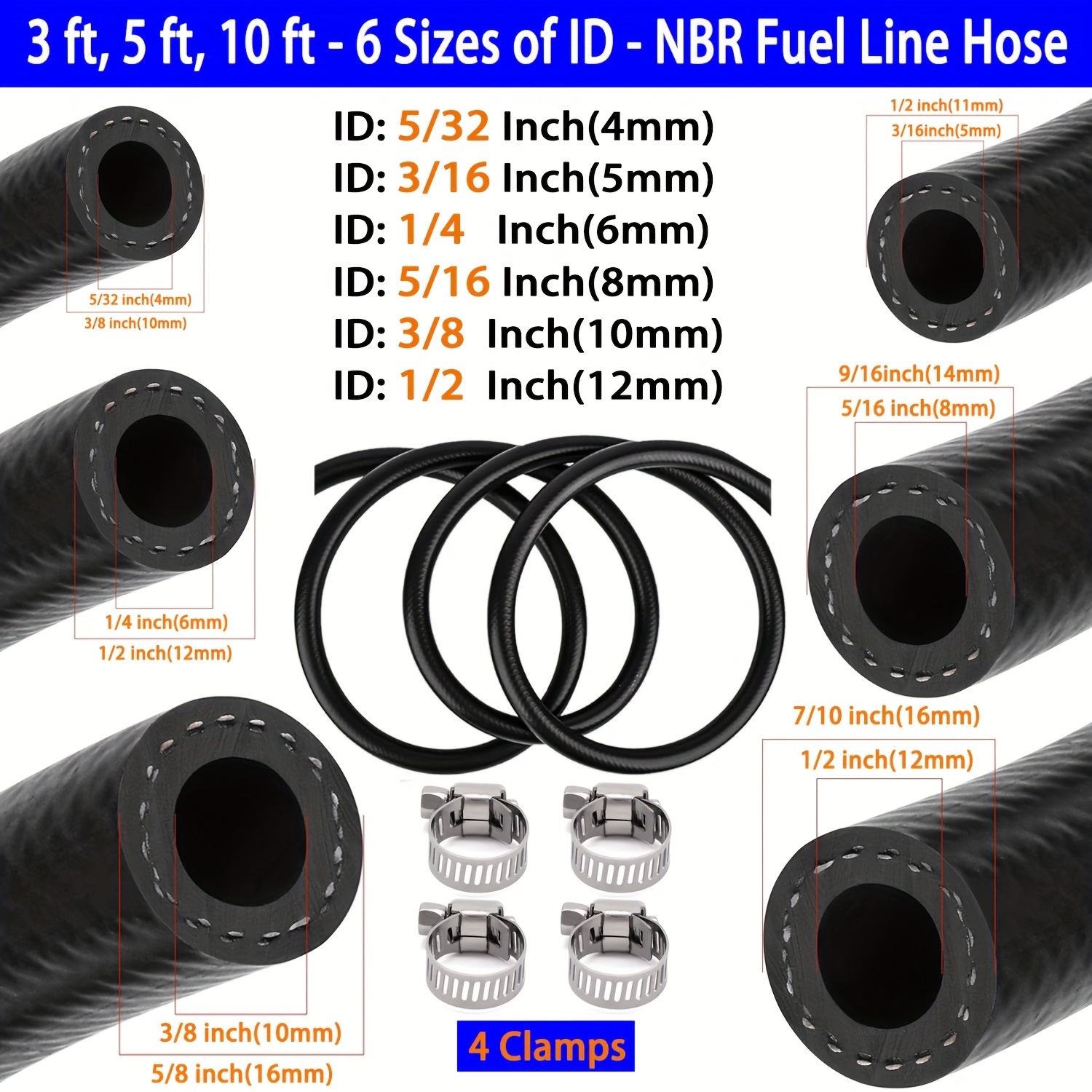 4AN/6AN/8AN/10AN/12AN Nylon Stainless Steel Braided CPE Oil/Gas/Fuel