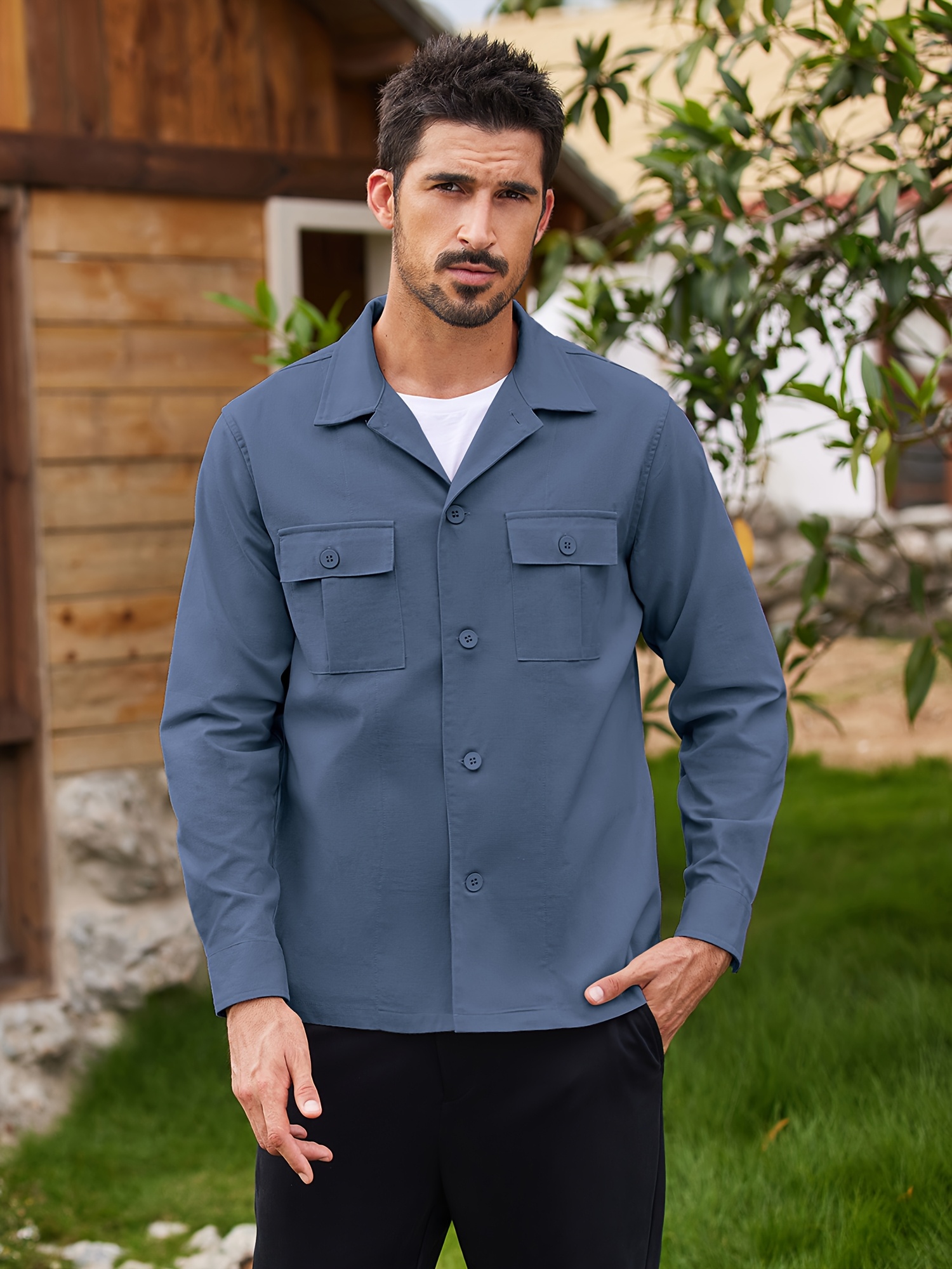 Shirt Jacket Light Blue Overshirt Mens *'S Casual Shirt Jacket Long