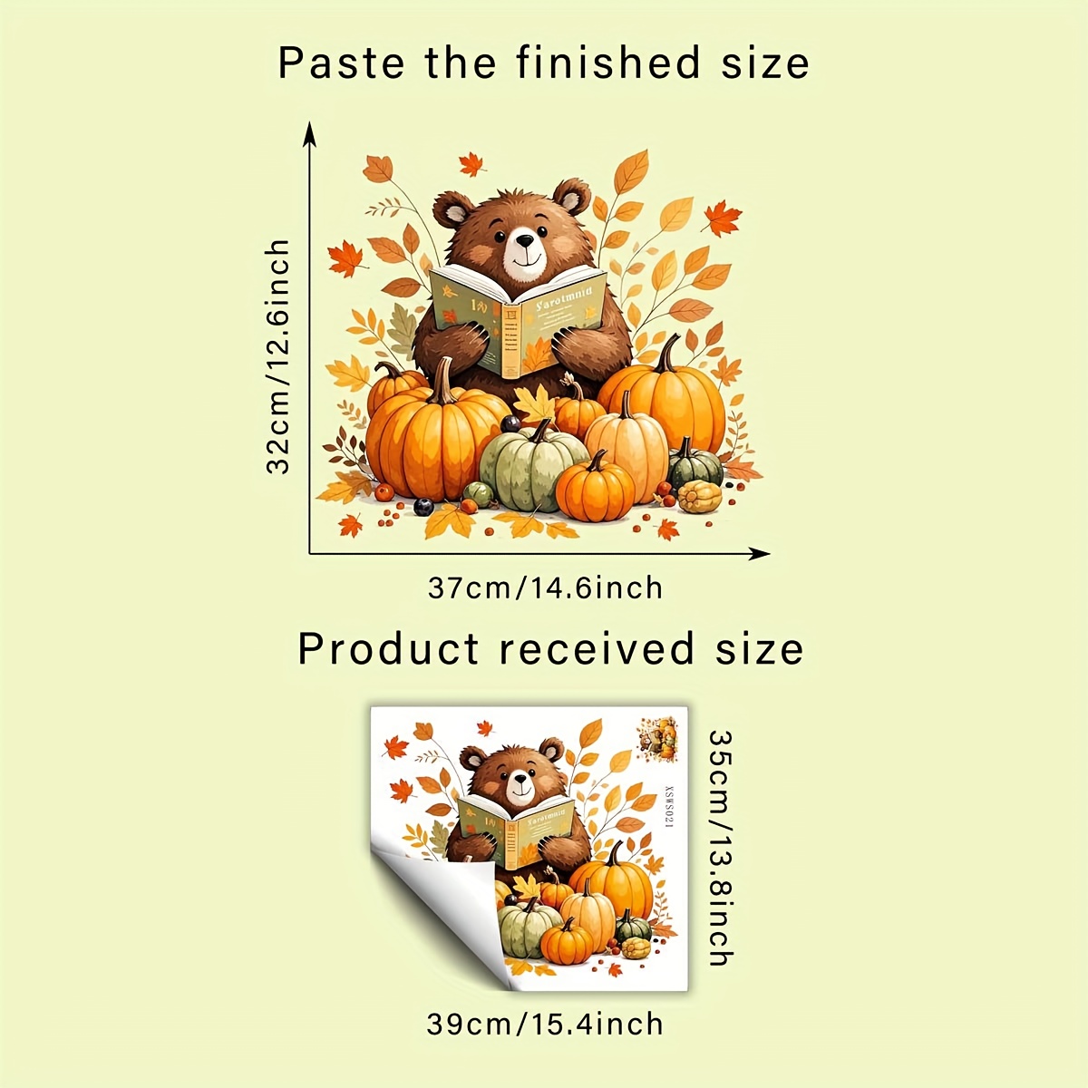 TEMU 1pc Brown Bear Reading Pumpkin Maple Leaf Berry Window Sticker Creative Self-adhesive Removable Double-sided Pvc Glass Sticker, Living Room,