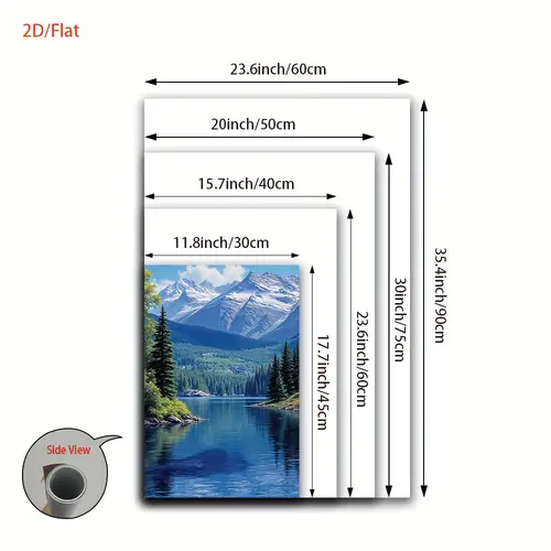 2d flat 1pc frameless canvas wall art modern vertical scenic view with snow capped greenery high quality printed canvas for indoor outdoor home decor living room bedroom office holiday birthday gift lake theme decor room accent vibrant color 2d flat