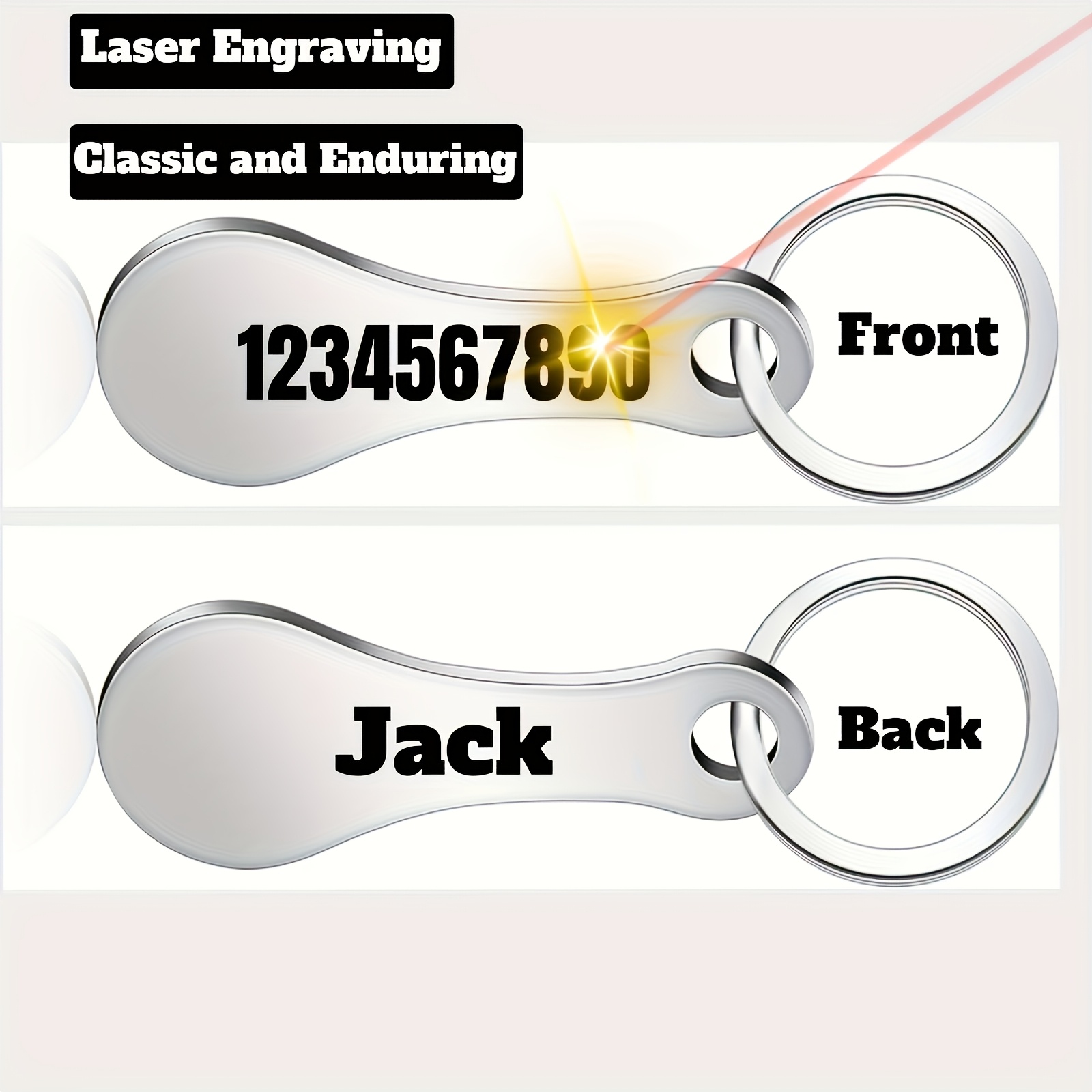 Stainless Steel Keychain | Custom Engraved Phone Number & Name | Dual-sided Laser-engraved | Durable, | Ideal Gifts & Personal Use