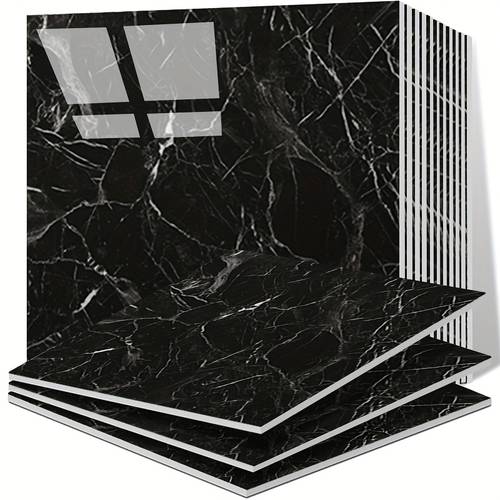 50 100pcs 3d marble peel and stick wall tiles waterproof oil proof foam panels thick self easy to cut and clean bathroom kitchen renovation wall tiles installation luxury marble look scratch resistant indoor walls