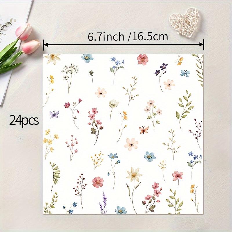 E-shop 24 Stück Süße Blumen- & Grasdruck Party Servietten – für Nachmittagstee, Geburtstage, , Desserttische, Bars, Hotels, Camping, Picknicks |