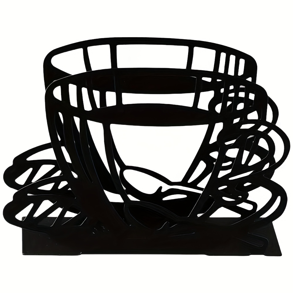 TEMU An Elegant Coffee Cup-shaped Knife And Fork-shaped Napkin Holder, A Black European-style Wrought Iron Napkin Dispenser, A Dining