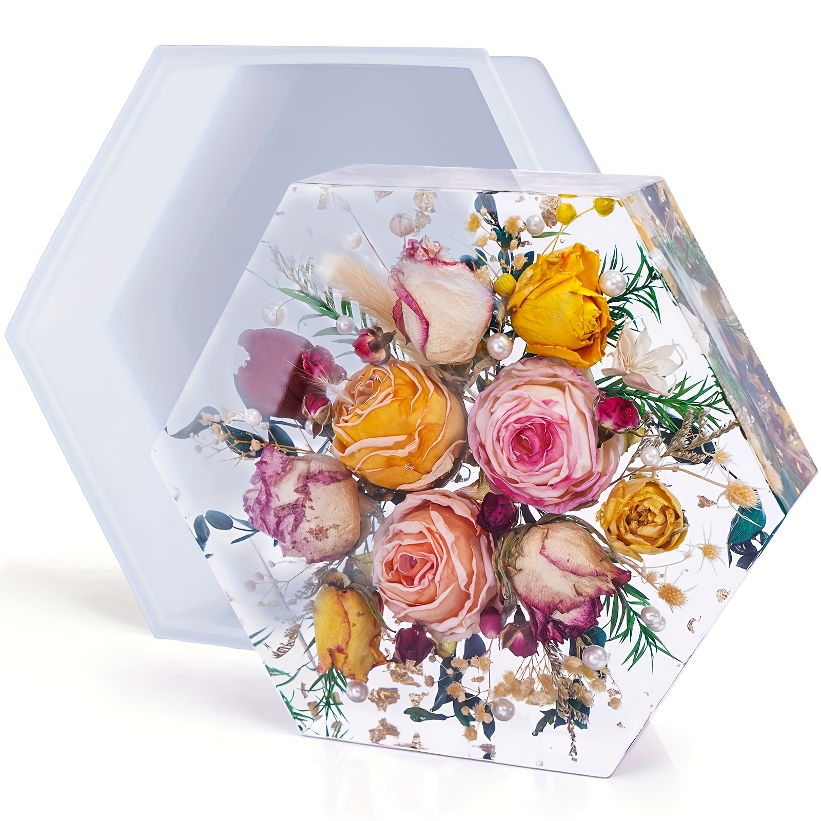 TEMU Hexagonal Silicone Mold 10.15x8.97 Inches (257x228 Cm²) - Reusable Diy Craft Mold Suitable For Wedding Decorations, Resin Art, Bookends, Flower