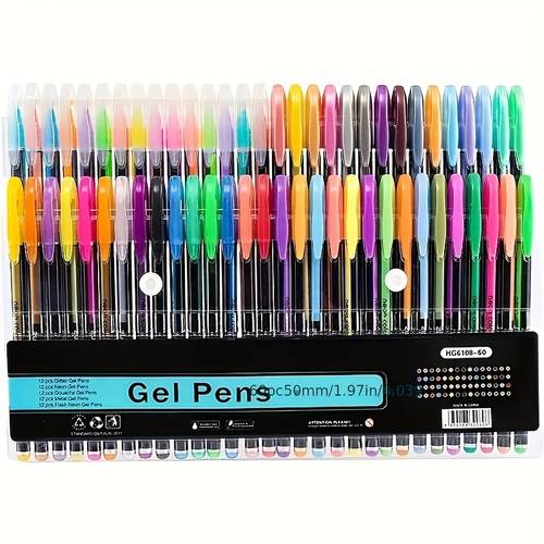 [Creative Essentials] Premium Gel Pen Set for Adults - 36/48/60 Colors, Fine Point Art Markers for Coloring Books, Scrapbooking & Sketching - Includes Sturdy Case