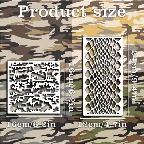 24pcs camouflage texture stencils reusable washable plastic drawing templates for diy canvas wood paper clothes furniture porch fabric wall floor glass door window indoor outdoor home decor art supplies stencils for painting