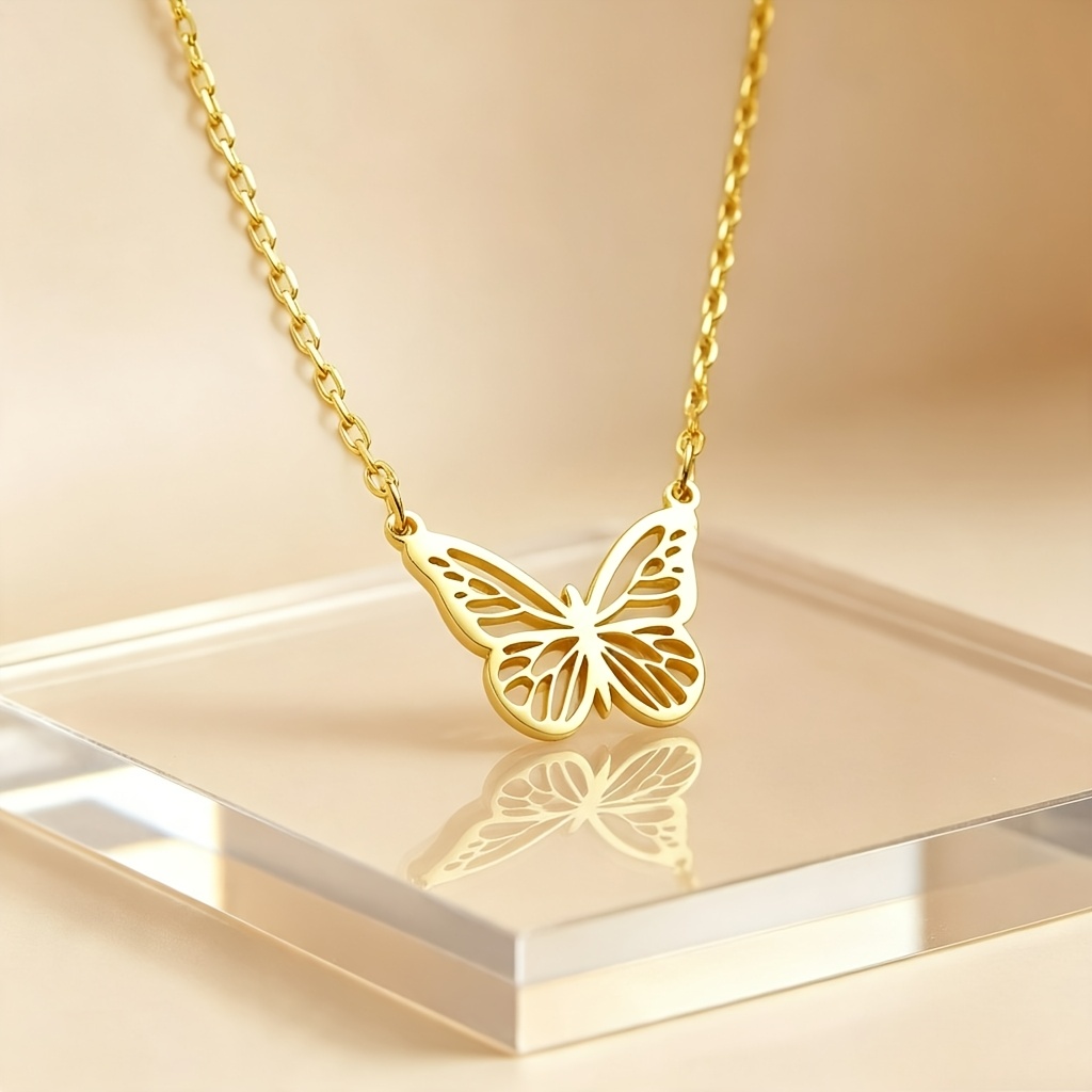 Hollow Butterfly Clavicle Chain with 18K Golden Plated Pendant