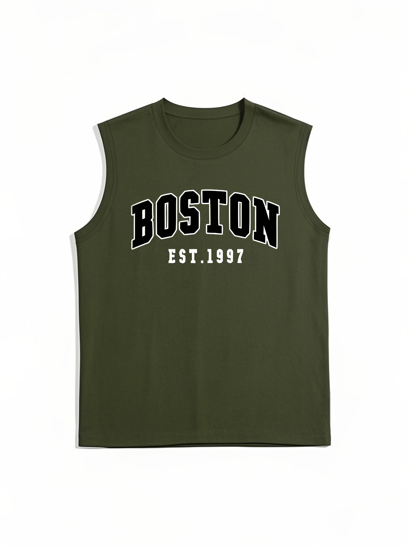 OBM Same Bond Men's Sleeveless Athletic Tank Top with Boston EST. 1997 Print - Black & Golden, Regular Fit, Machine Washable, All-Season Workout & Casual Wear, Sports Apparel, Sporty Look, Nontransparent Fabric