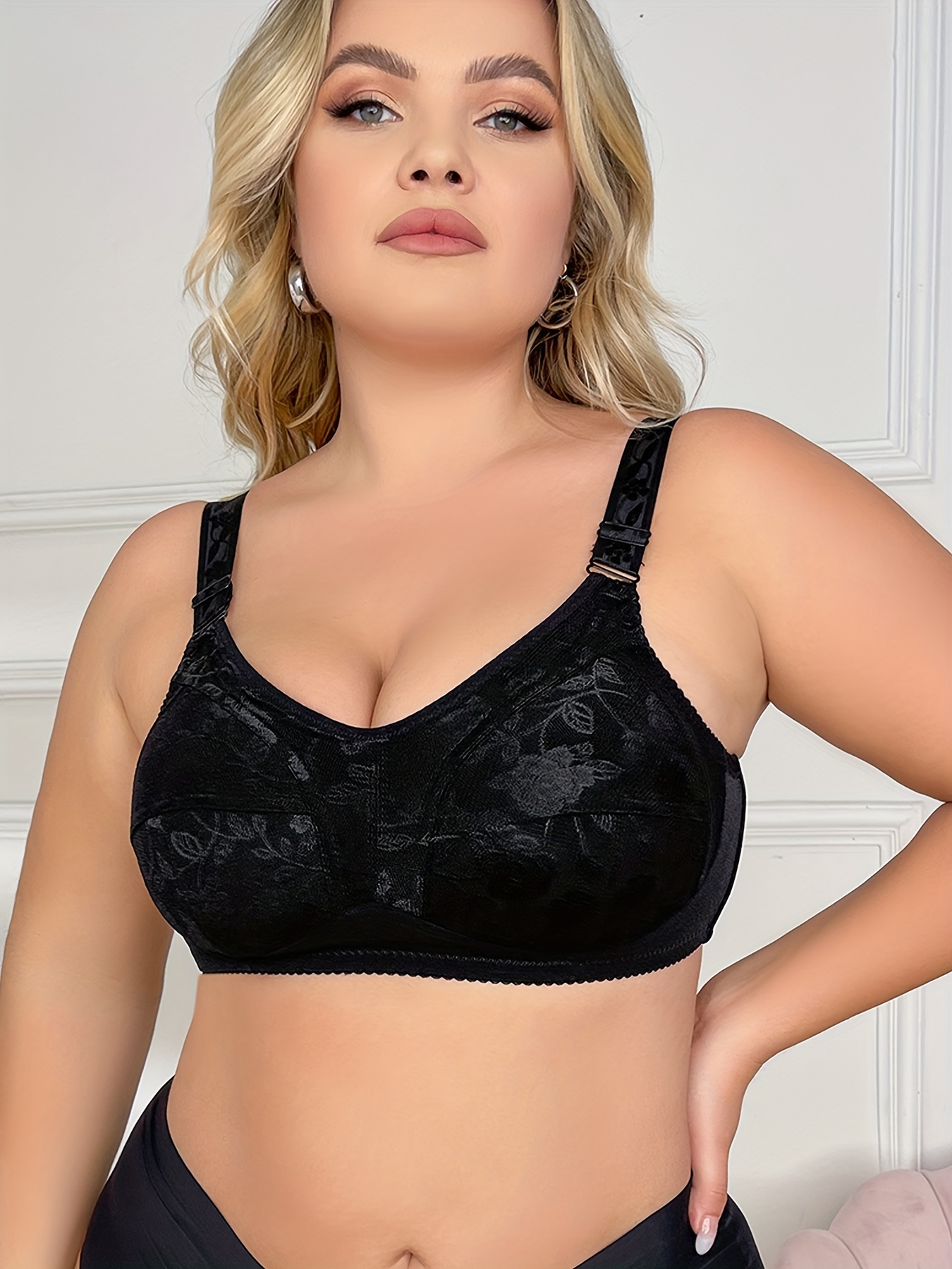 PLUS Floral Seamless Push-Up Bra, Wire-Free Bra, Comfortable And Breathable Underwear