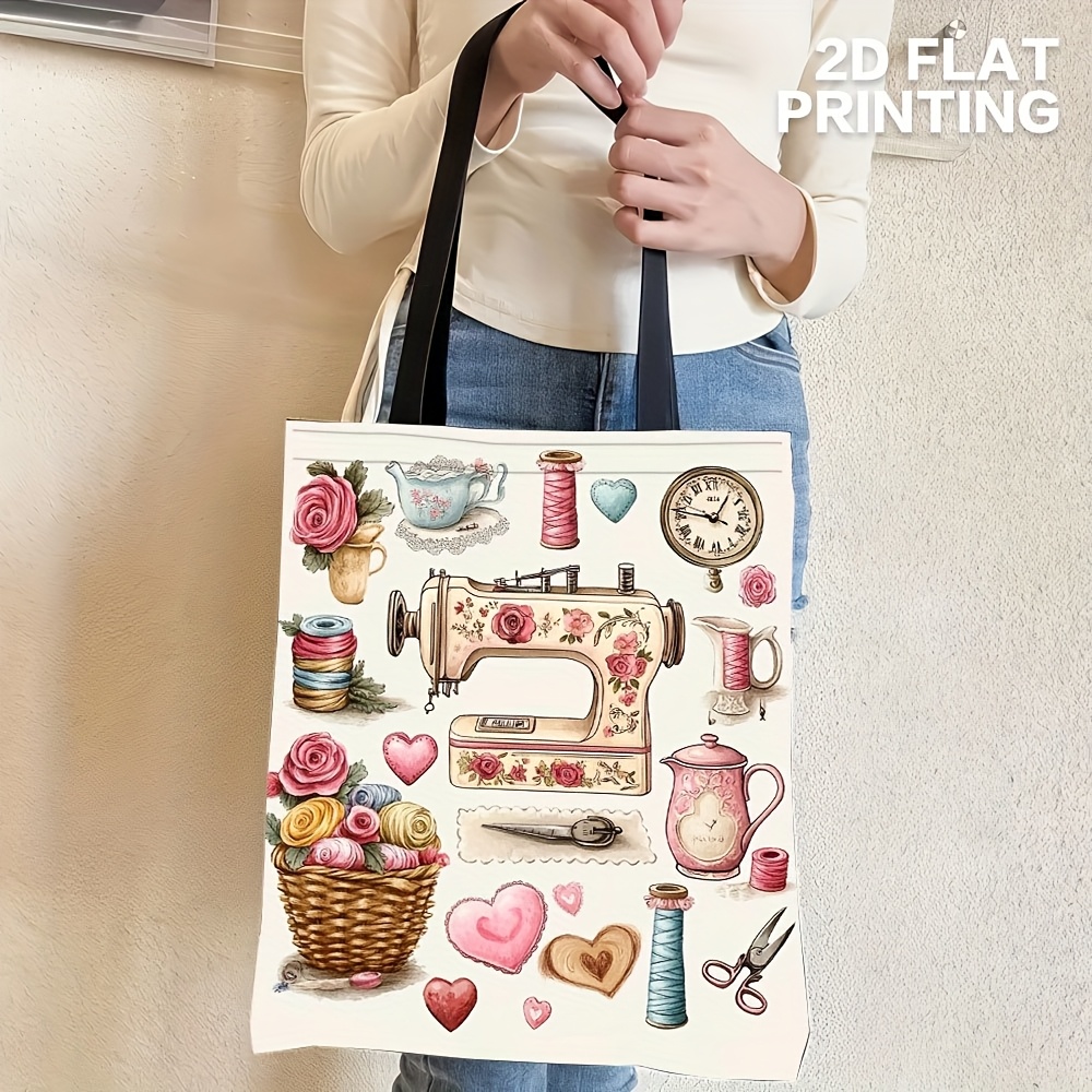 1pc vintage sewing themed tote bag sewing machine notions Temu