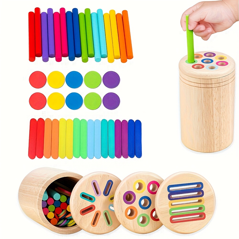 wooden 3 in 1 color sorting cup color sorting and counting games suitable for birthdays christmas gifts