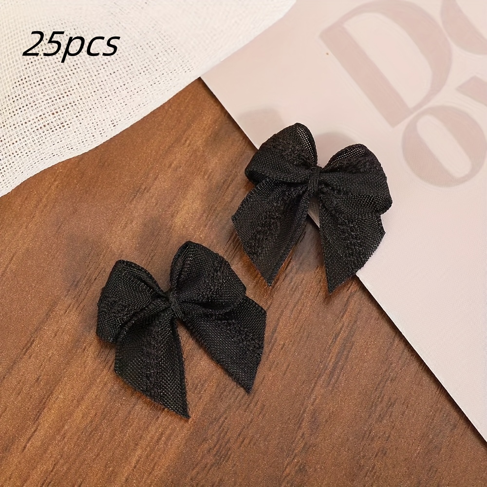 TEMU 25pcs Elegant Cute Small Lace Bows With Bowknot - & Ribbon Bows Suitable For Nail, Hair Clips, Clothing, Underwear, Shoe & Hat Decoration - Diy