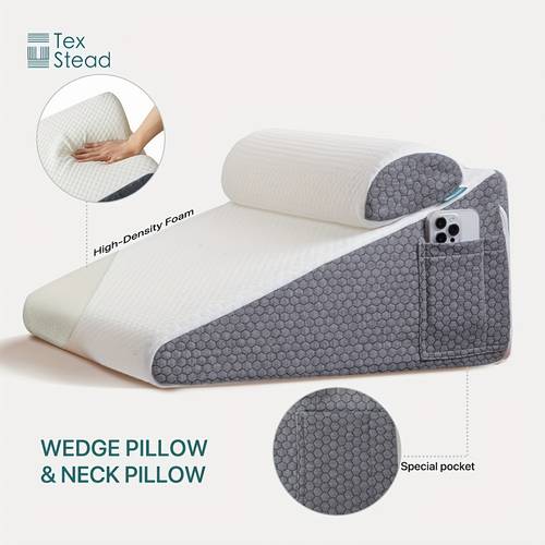 1 2pcs bed wedge pillow ergonomic pillow for headboard pillow for sleeping and support pillow lumbar support mattress topper couple pillow with machine washable cover
