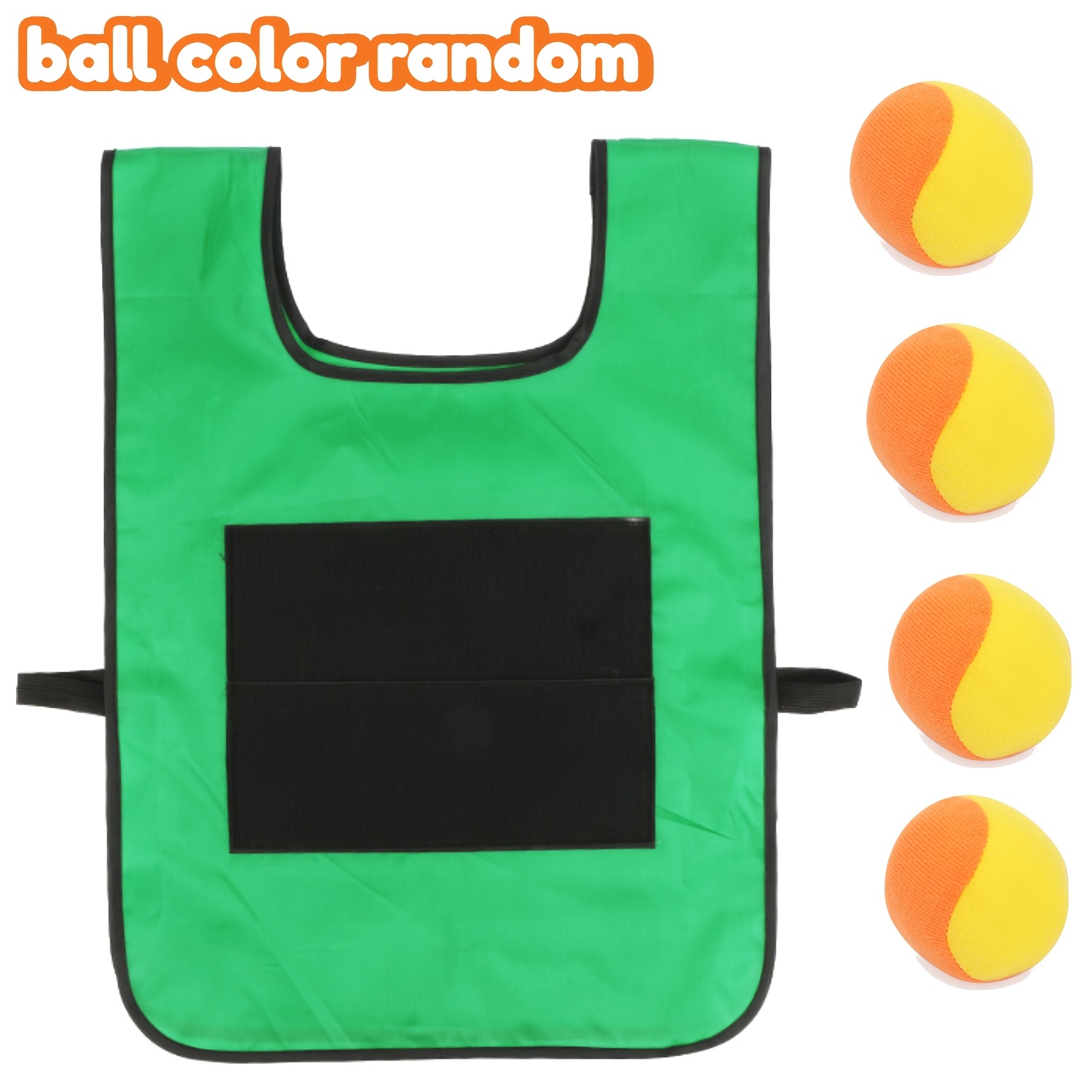 Image of 5pcs Sticky Ball Game Set, 1 Vests + 4 Balls, Throw And Sticky Ball Bean Bag Toss Game, Suitable For Outdoor Group Activities, Safe And Durable Material, Random Ball Color