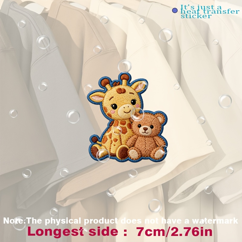 TEMU Parche de y oso de peluche adorables con colores vibrantes, texturas suaves y azul, pegatinas de transferencia de adecuadas para tejidos planos