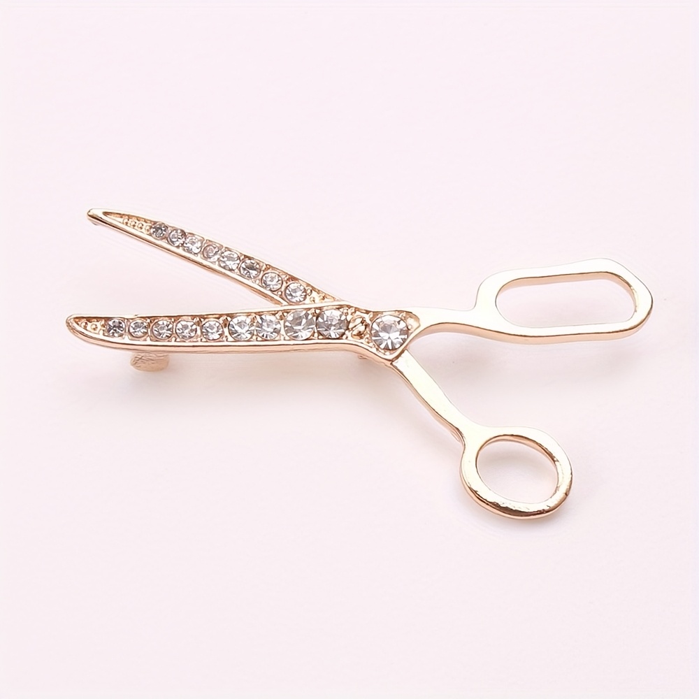 1pc Exquisite Scissors Rhinestone Brooch, Design, Accessories