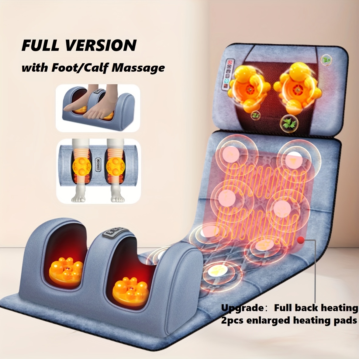 Full Body Massage Pad, 10-zone Wave Vibration, Kneading Massage Pillow  Calf Massage, Back Hot Compress, Storage Bag Mother's Day Gift,