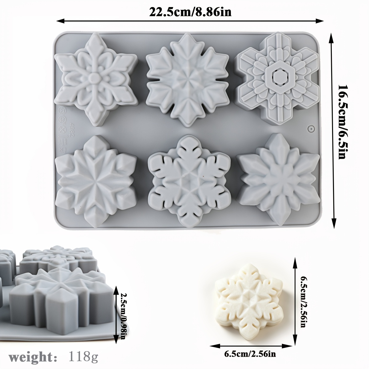 TEMU 1 Christmas Snowflake Mold, Silicone Cake Mold In Snowflake Shape For Baking Cakes, Mousse, Jelly Desserts, , Christmas Candles, Etc
