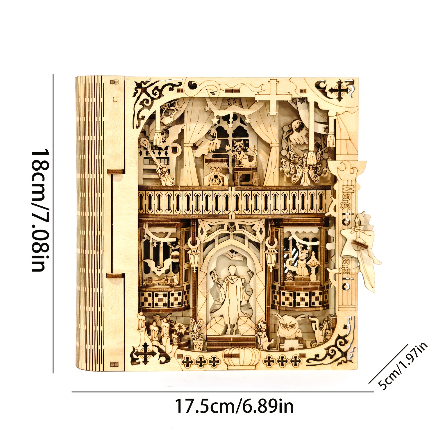 3d Vintage Magic Wooden Puzzle Book Model Kit Birthday Christmas Gift