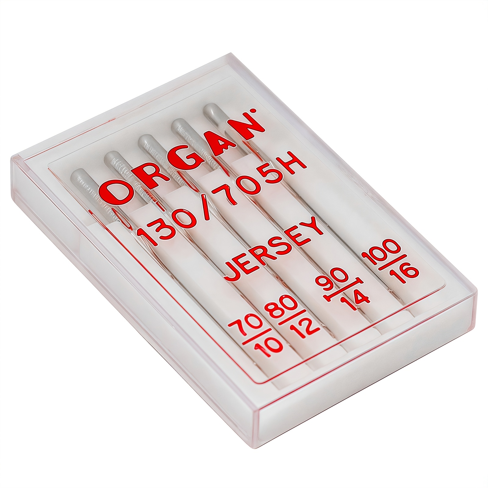 E-shop Nadeln für Nähmaschinen, 5er-Box 130/705H, speziell für Strick- und Stretchstoffe, gemischte Größen 70/10, 80/12, 90/14, 100/16, geeignet für