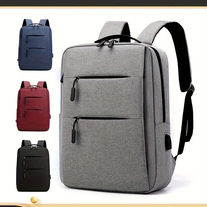 mens fashionable large capacity usb charging backpack durable fabric laptop bag with multiple compartments padded straps for business travel school commuting navy black red grey laptop backpack business travel bag   bag comfortable padded straps Product details 0