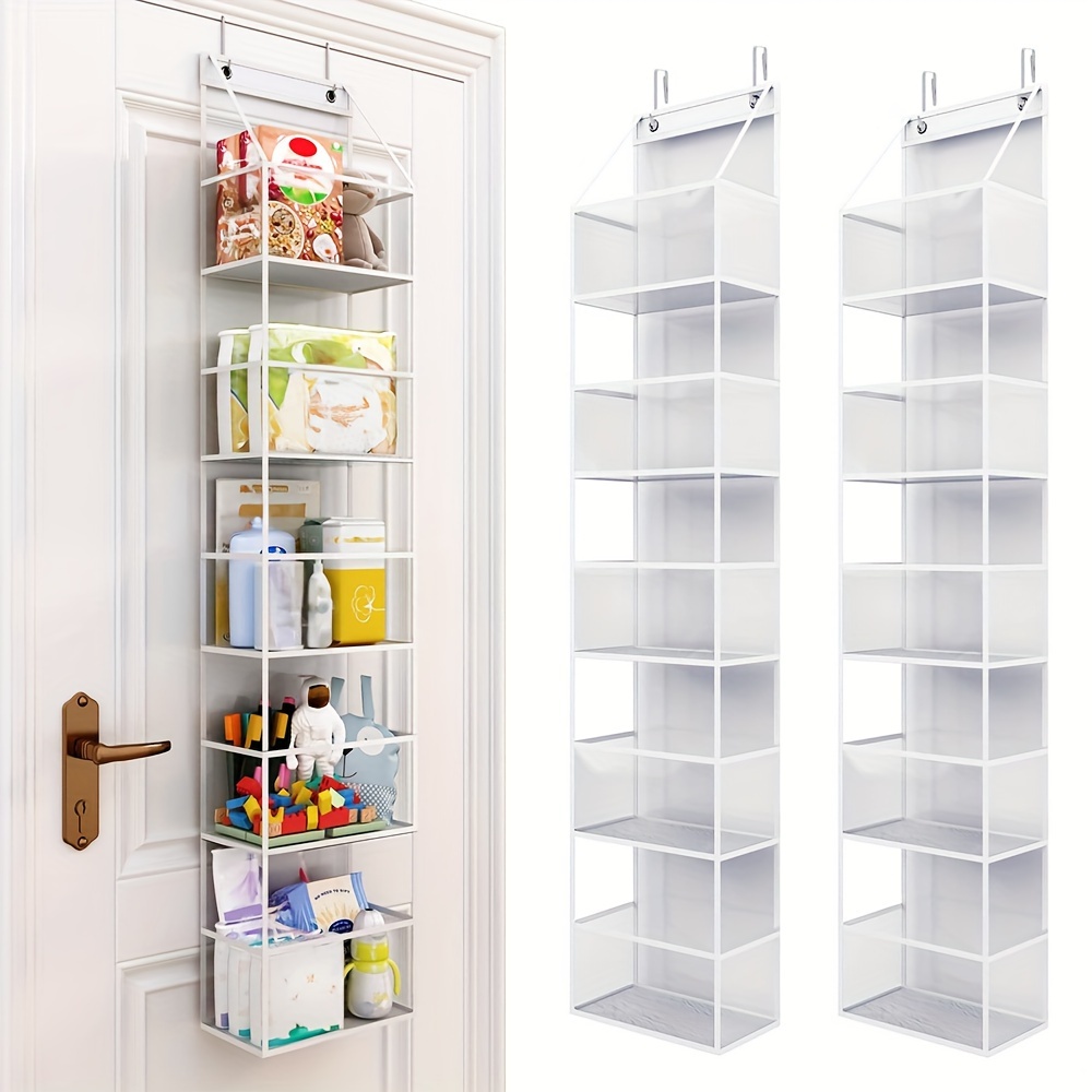 

2 Pcs Over The Door Pantry Organizer Hanging Storage Room Organizer 5-shelf With Clear Plastic Pockets Large Capacity, For Intelligent Sorting (white)