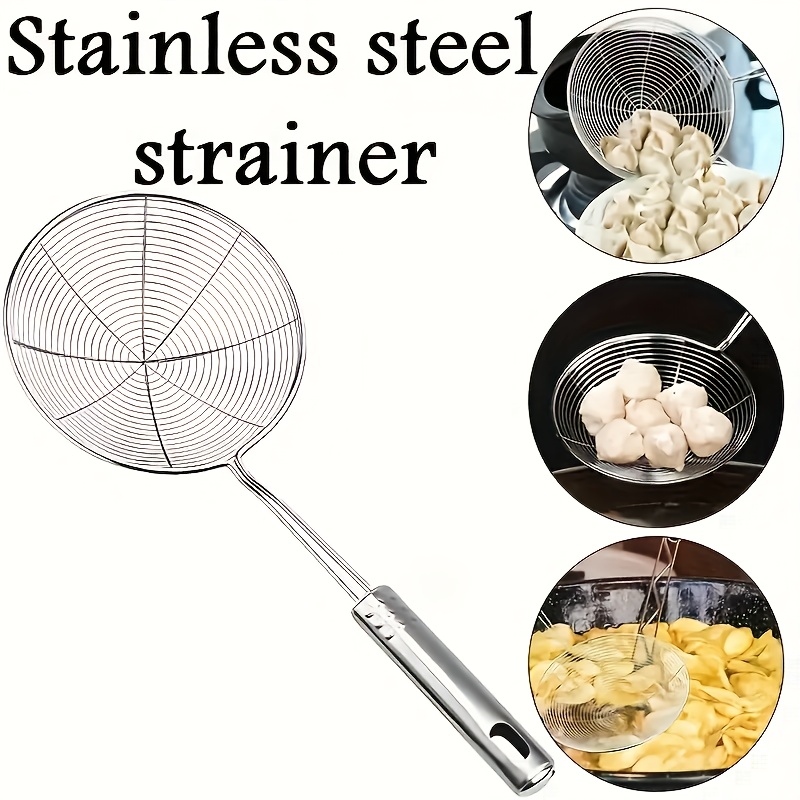 

Stainless Steel Strainer Ladle With Handle - Wire Skimmer Spoon For Cooking, Frying & Kitchen Use