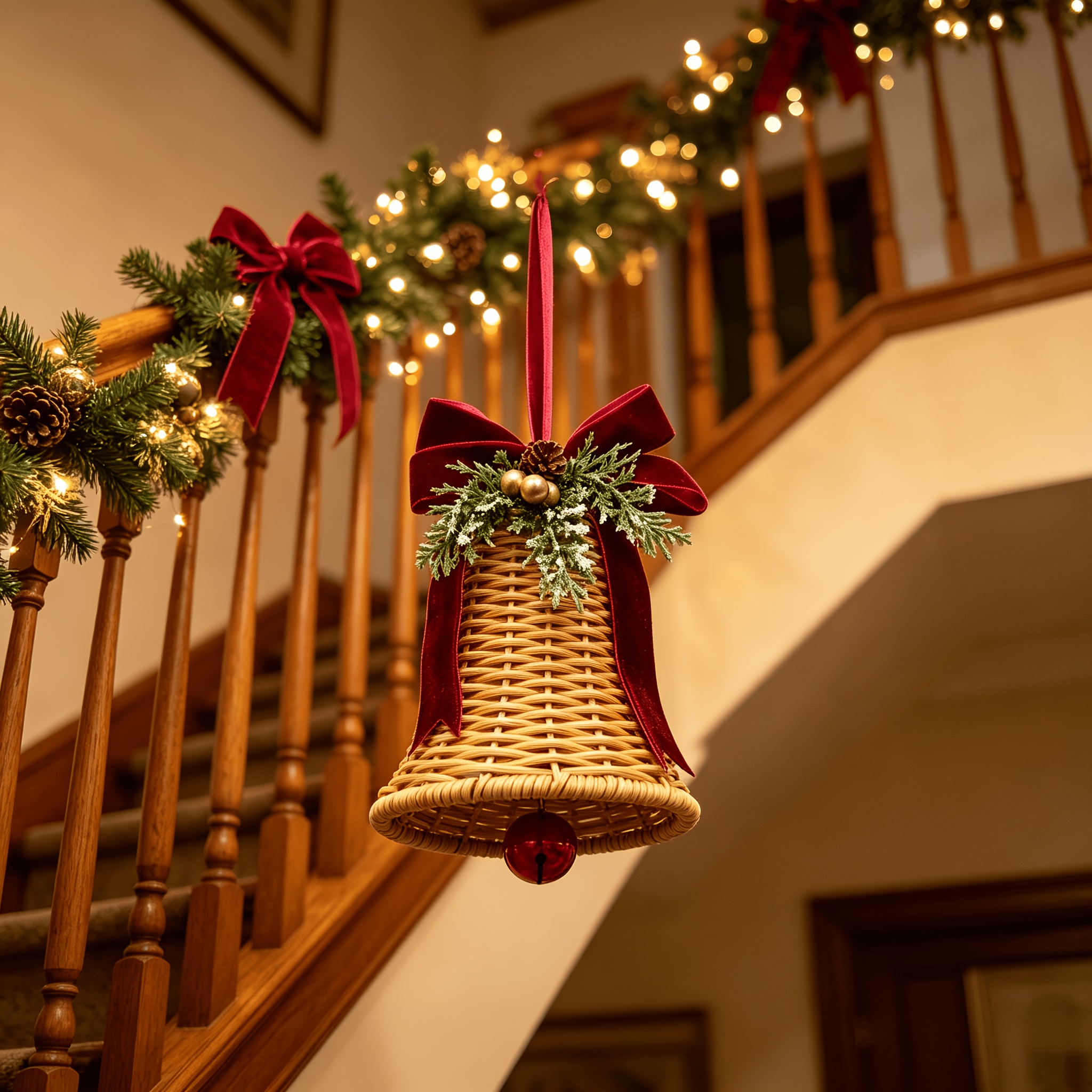 TEMU 1pc Rattan Christmas Bell Ornament Home Decor Bell, Christmas Bells Home Decor Hanging Item, Best Holiday Gift, Hanging Christmas Tree