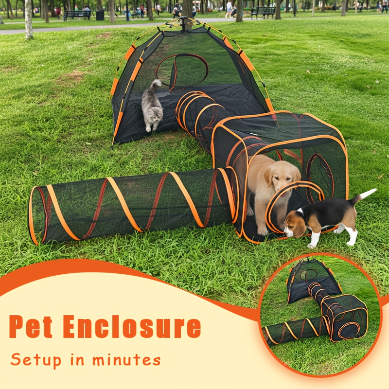 Modular Cat Playpen & Activity Tunnel Tent for Indoor/Outdoor Use
