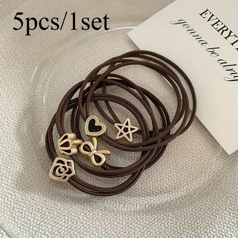 TEMU Juego de 5 piezas/1 set de diademas elegantes, bandas elásticas, cuerdas para el cabello de mujer