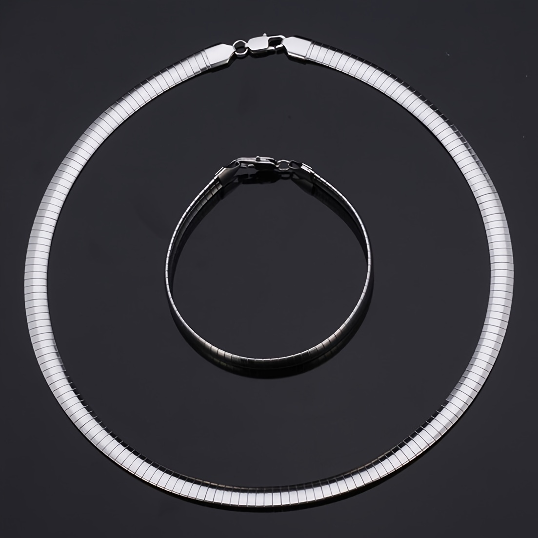 Bohemian Style Necklace & Bracelet Set - Silver Stainless Steel