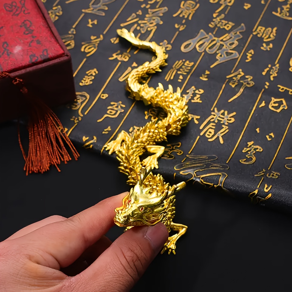 

1pc Brass Golden Color 3d Three-dimensional Dragon Decorative Ornament Crafts, Joints Can Be Movable And Twisted, Suitable For Placing In All Corners Of The Room, Is The Best Choice For Gift Giving.