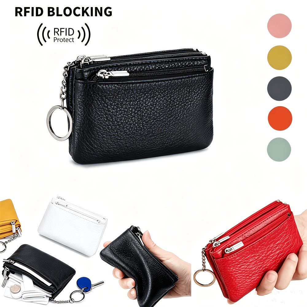 small genuine leather coin purses change pouch women men - Temu