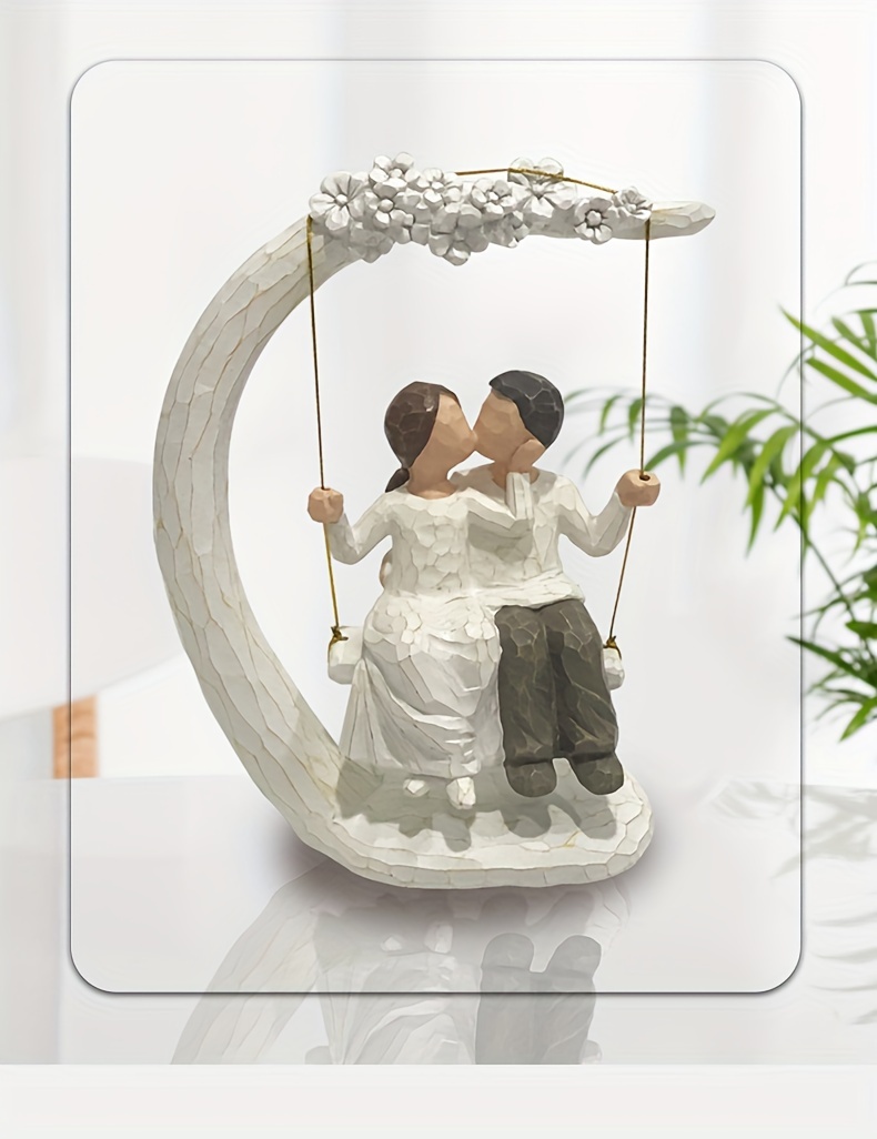 figura pareja resina pintada – diseño romántico luna - Temu, image size:790x1026