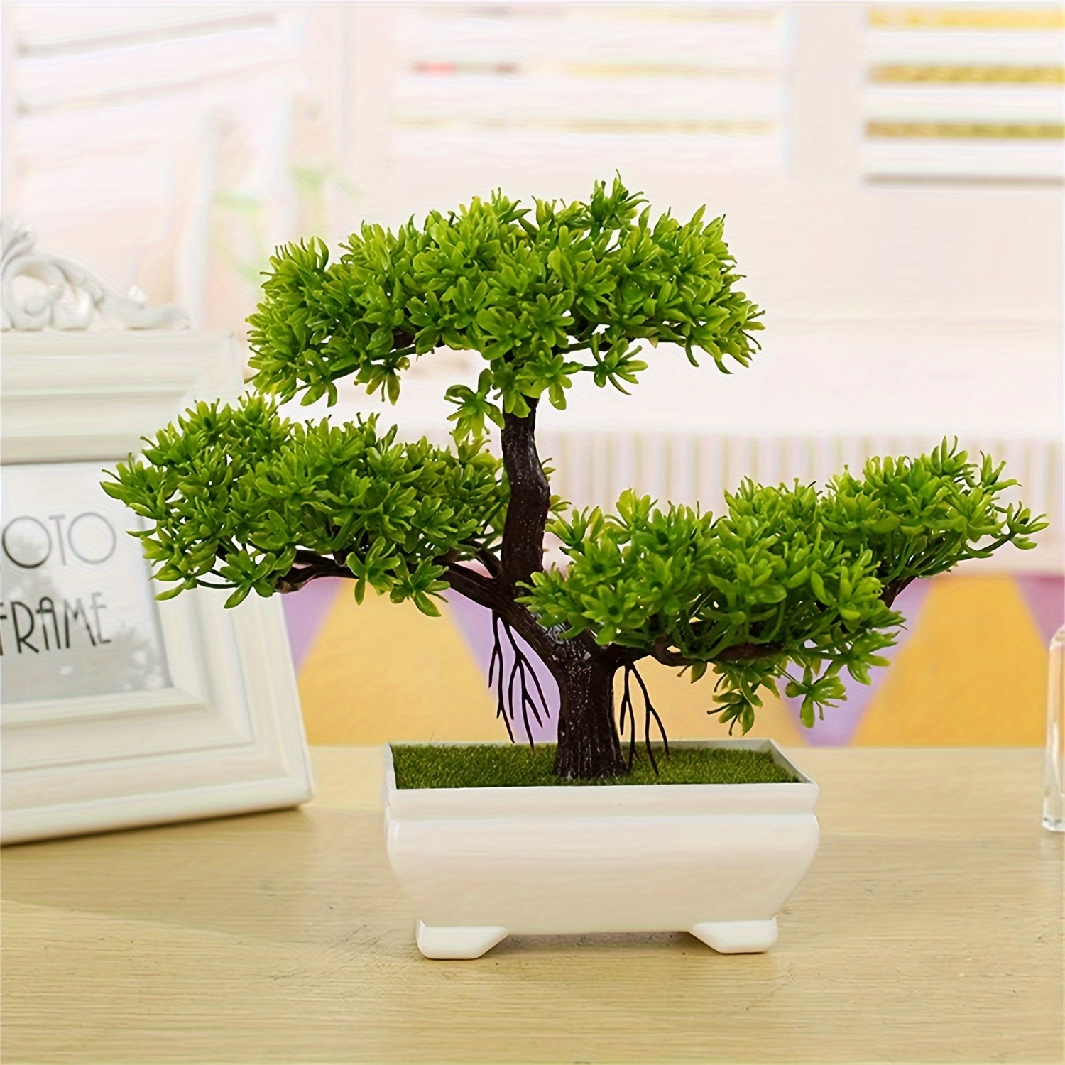 

1pc, Artificial , Fake Plant Decoration Potted Artificial Indoor Plant Welcome Pine Bonsai Plant Home Decoration Desktop Display