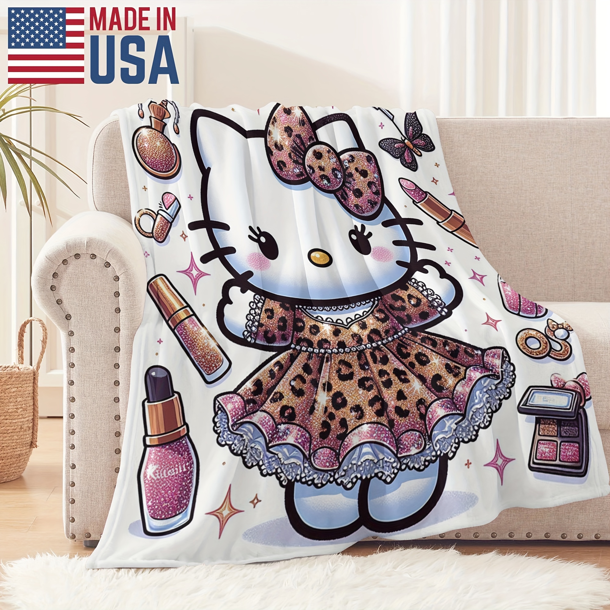 

Sanrio (authorized) Hello Kitty Gift Blanket Polyester And Fluffy, Warm And Comfortable Suitable For Sofas, Chairs, Beds, Camping, Picnics, Travel Lightweight Blanket