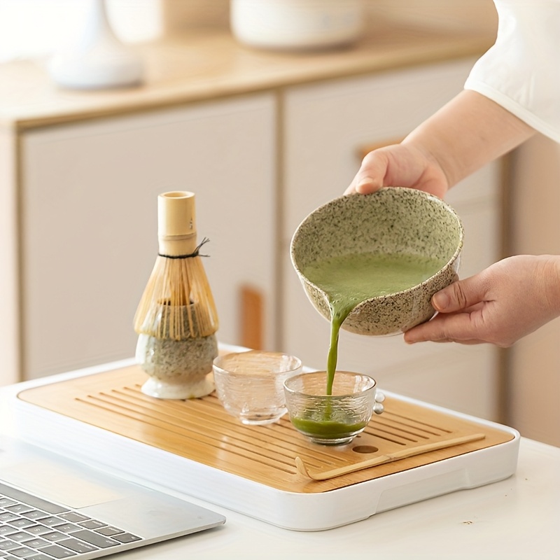 Juego de té Matcha japonés artesanal – Kit de cerámica de 4 piezas con batidor y tazón...