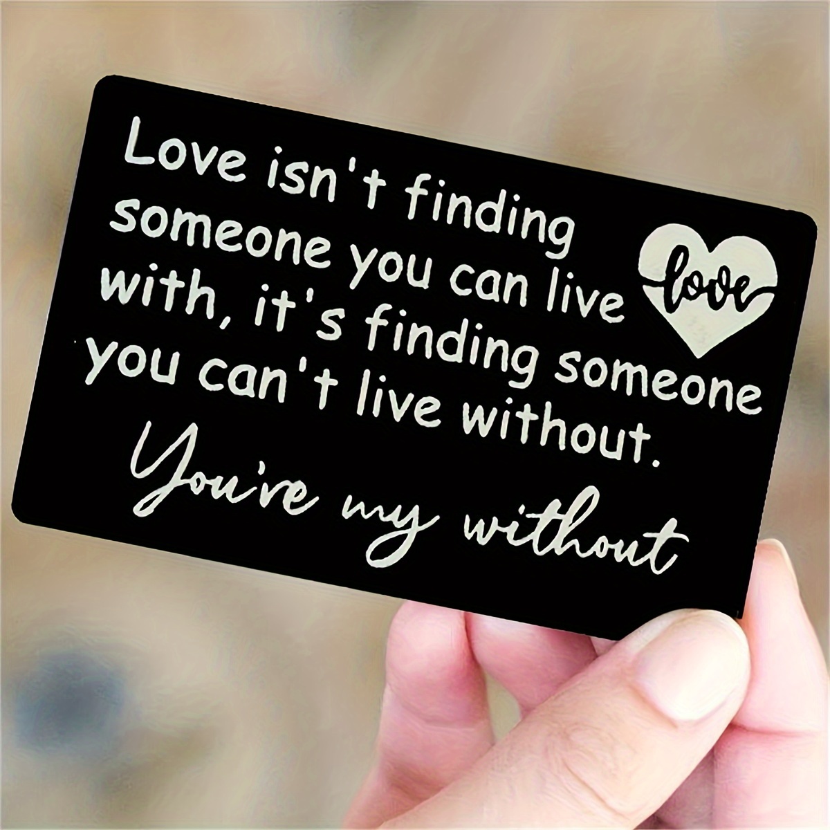 

[] Engraved Black Aluminum Alloy Wallet Card With Romantic Quote For Boyfriend Or Husband - Ideal 6th Or 10th Anniversary Gift, Deployment Keepsake, Or Long Distance Relationship Token, Love Cards