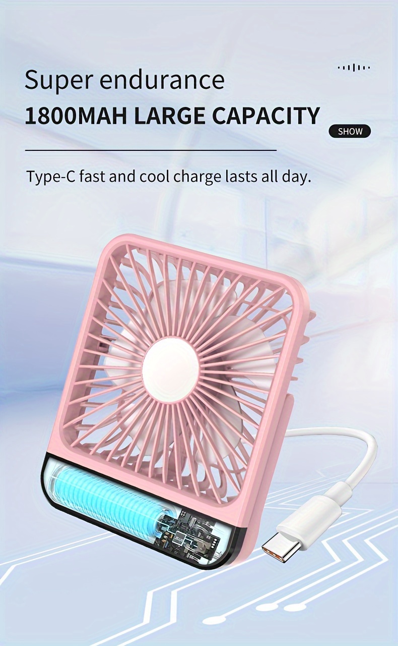 flexible   6 5 portable usb desk fan with   180 foldable 5   capacity 1800mah battery ideal for makeup home office use   details 5