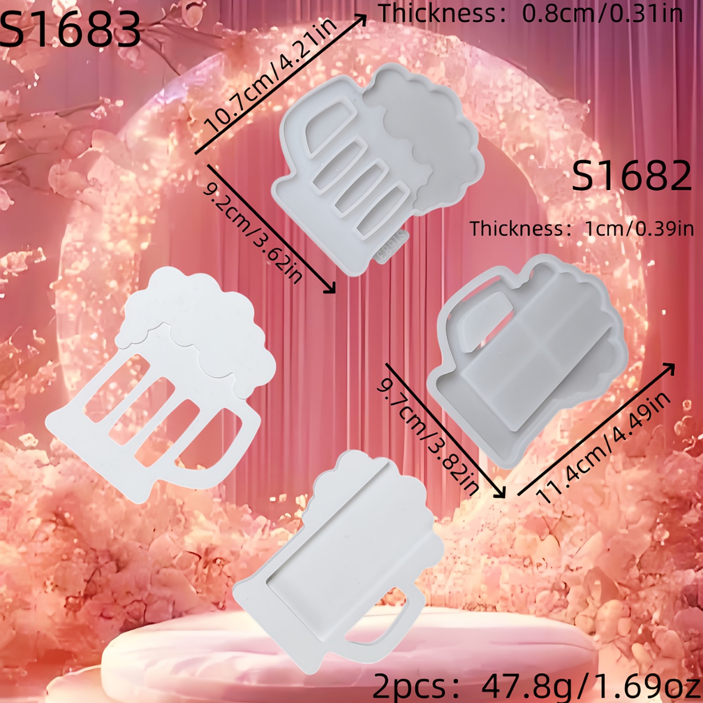 Silicone Resin Molds For Cup Coin Holders, Three-dimensional Decorations, Candle Molds, Plaster Decoration Molds, Silicone Molds For Home Decor, And Epoxy Resin Molds 47.8 S1682+s1683
