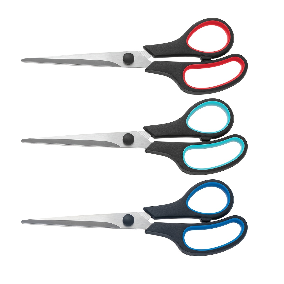 3-pack 6.7" Heavy Duty Scissors With Grip Handles - For Office, Home, School, Sewing, And Crafts