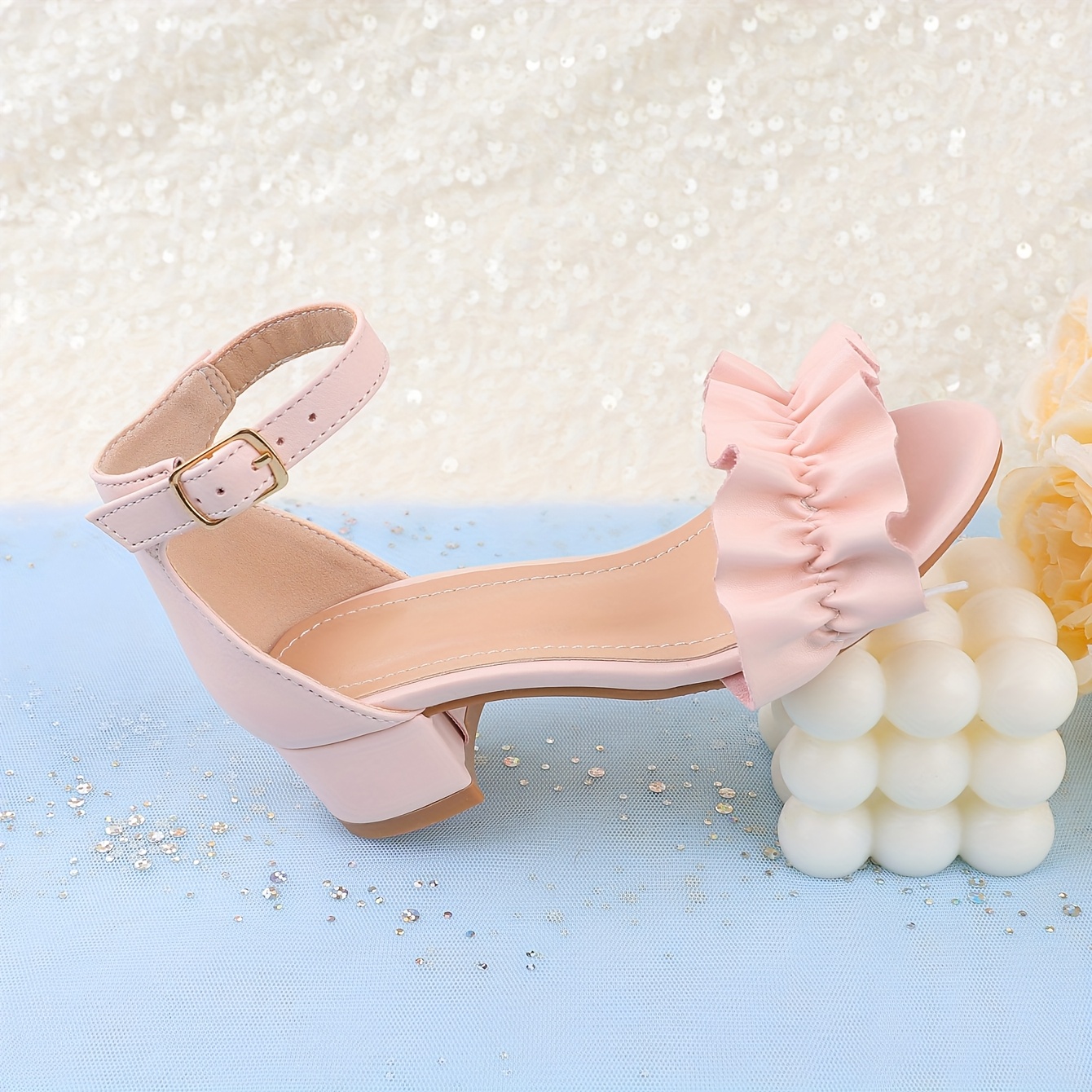 girls white open toe sandals formal dress summer daily - Temu Oman