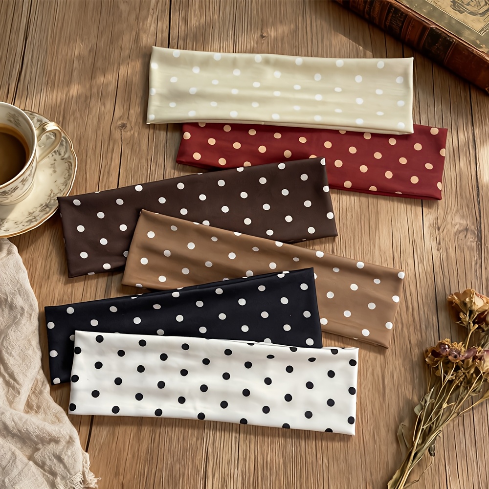E-shop 6 Stk. Stoff-Stirnband mit Tupfenmuster, exklusives sommerliches, rutschfestes, elastisches Sport-Haar-Accessoire, geeignet für Laufen, Yoga