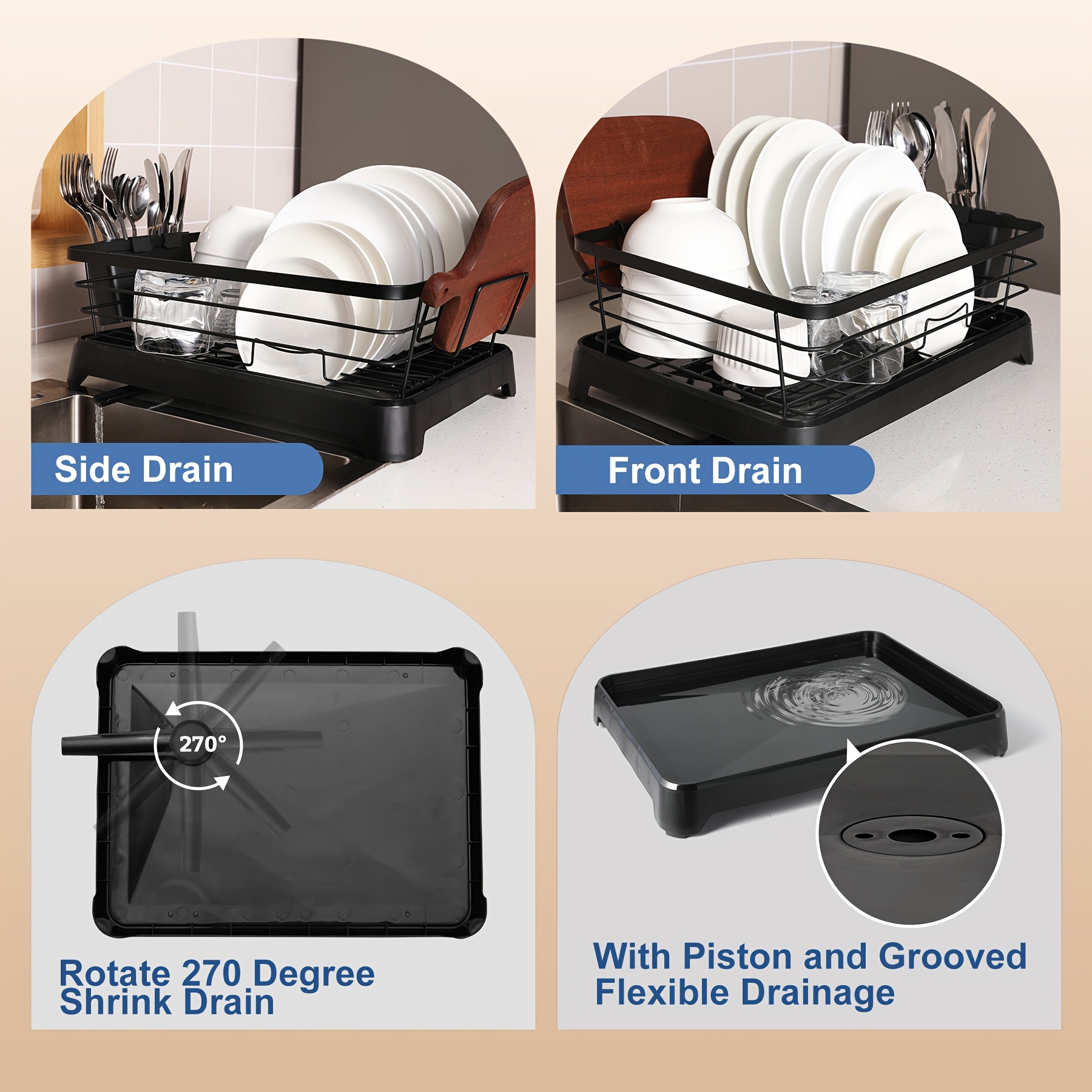 dish drying rack with tray stainless steel rust proof dish rack for kitchen counter cabinet tabletop kitchen storage and organisation holder Product details 5