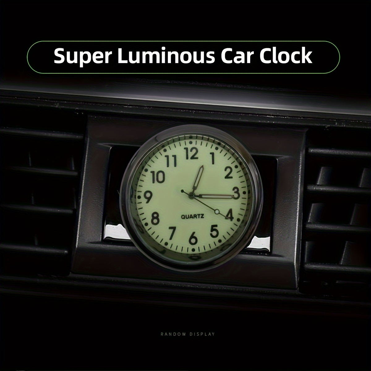

1pc Glow Decorative Clock Car Clock Mini Quartz Analog Car Dashboard Time Stick-on Clock Watch For Car Decoration Exclusive With Super Luminous