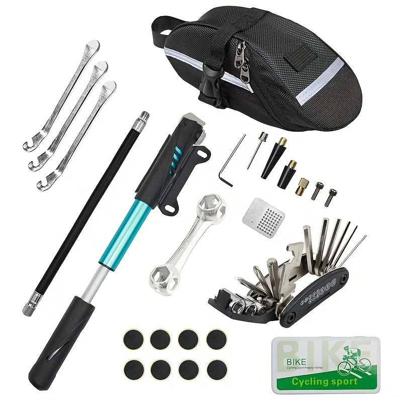 

Bike Repair Bag, Bicycle Tire Tool Bag With Mini Pump, Bag, Multifunctional Tool Bicycle Accessories Set For Adult Bike Road Mtb